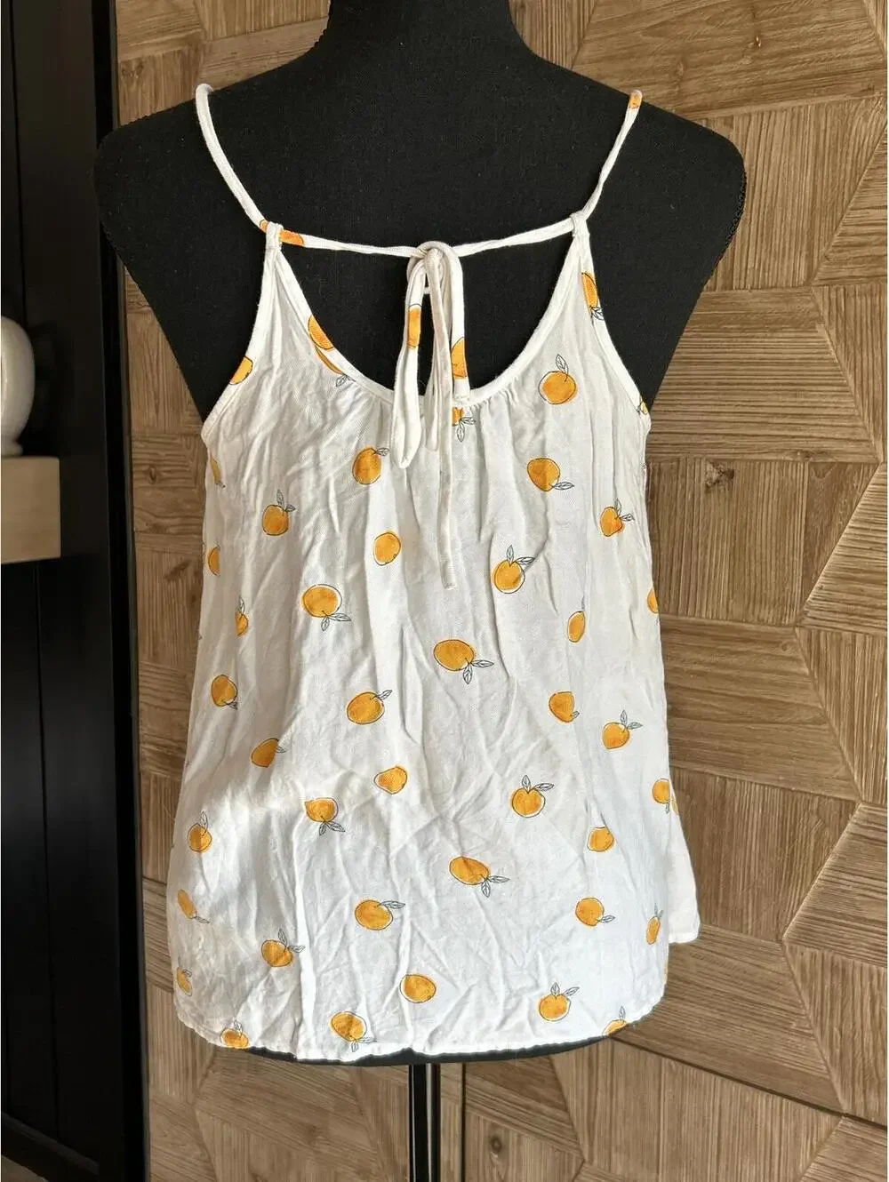 A New Day Womens Tomato Girl White Fruit Print Tie Back Flowy Tank Top Small